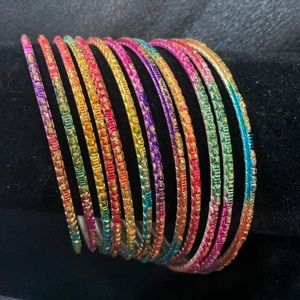 12 Sari Indian/Pakistani Bollywood Bangle Bracelets Metal Costume Jewelry 2.75”
